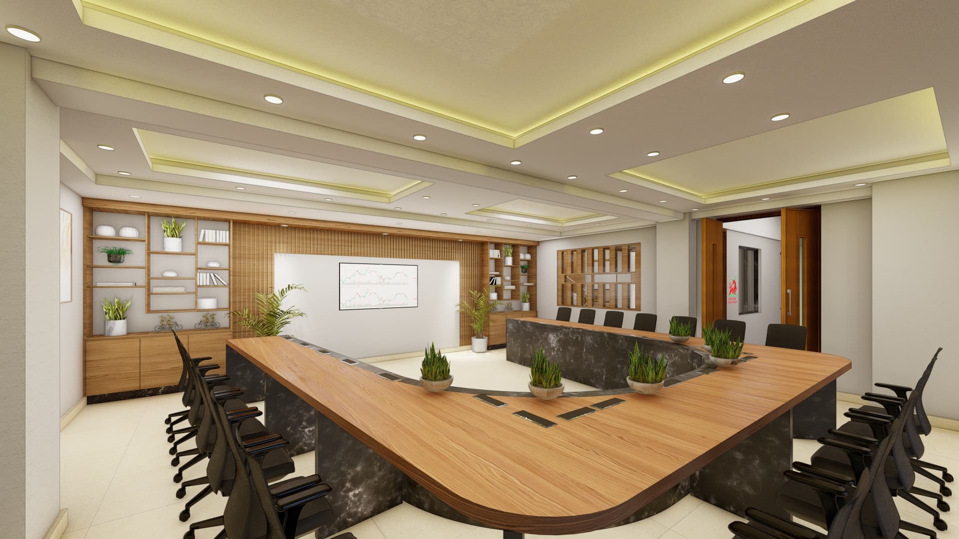 Investors reviewing market trends on a digital dashboard.